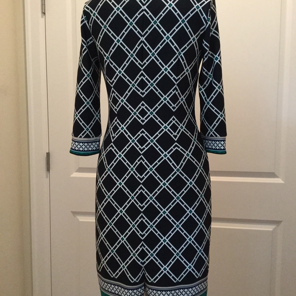 White House/Black Market Dress Size 4 Black/Teal/White - Picture 3 of 6